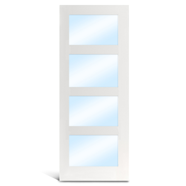 4 ライト MDF プライミング ガラス フレンチ ドア