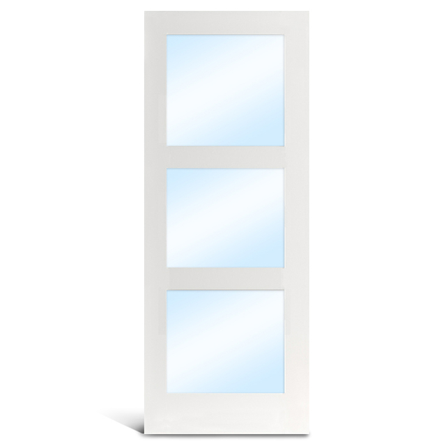 3 ライト MDF プライミング ガラス フレンチ ドア