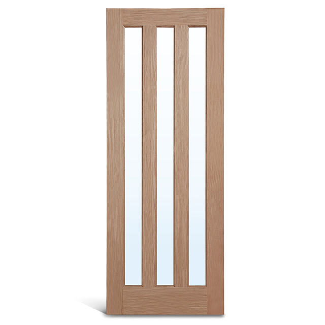 3 パネル ガラス オーク パネル ドア