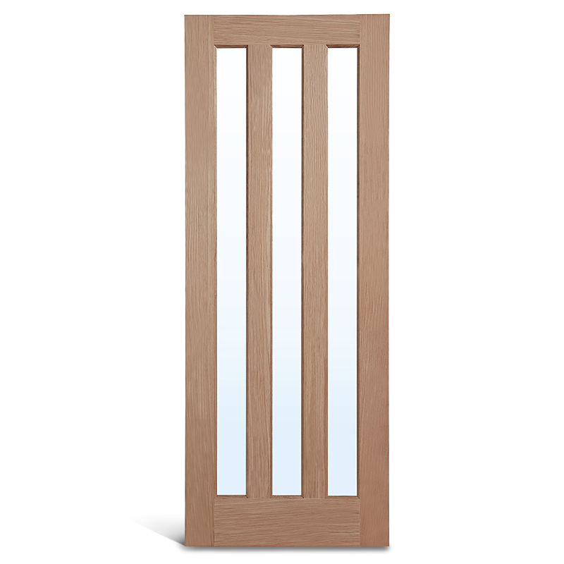 3 パネル ガラス オーク パネル ドア